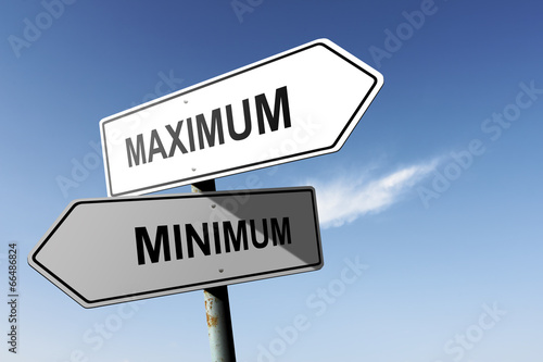Maximum and Minimum directions. Opposite traffic sign.