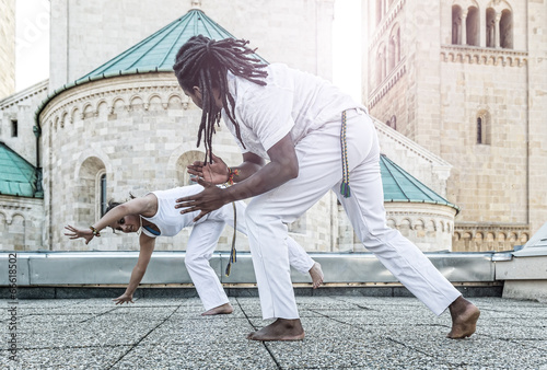 Young pair capoeira partnership ,spectacular sport