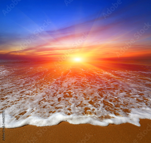 sunset over ocean beach