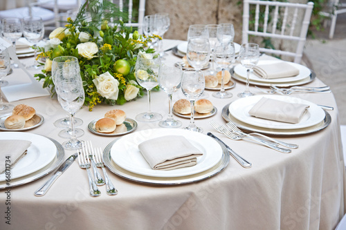 A table set for a reception