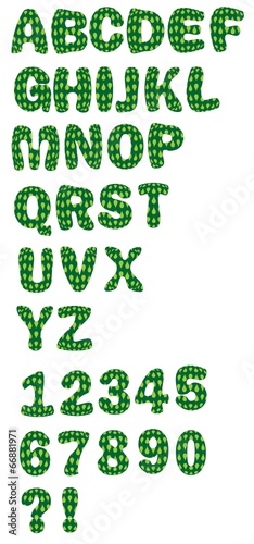 Decorative alphabet uppercase set in green design