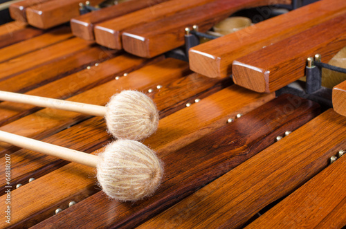 Mallets on marimba