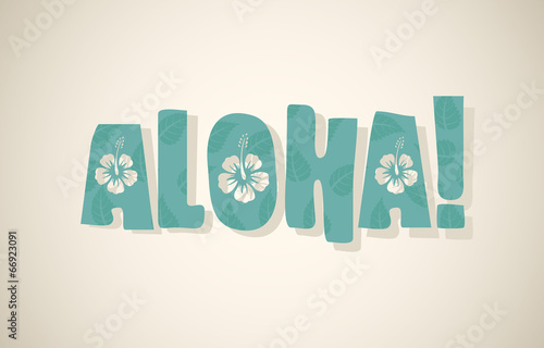 Vector aloha word in retro colors