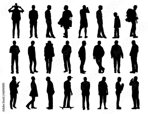 big set of men standing silhouettes 2