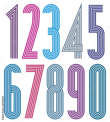 Poster geometric bright decorative striped numbers.