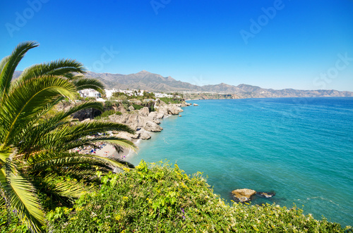 Nerja coastline, famous touristic town in Málaga, Spain.