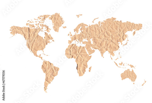 Grunge world paper map