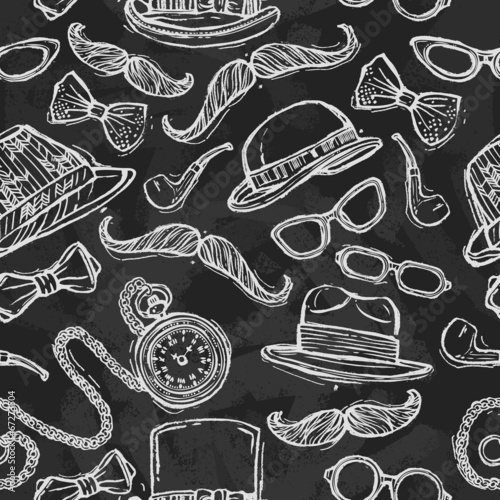 Vintage hats and glasses seamless pattern