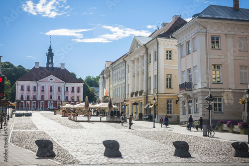 Old beautiful townhall in Tartu, Estonia