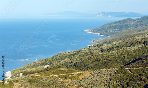 Aegean Sea coastline (near Mylopotamos beach, Greece).