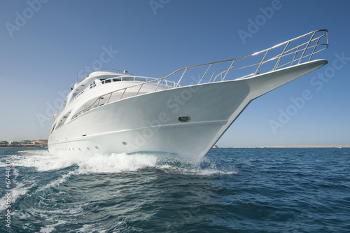 Private motor yacht at sea