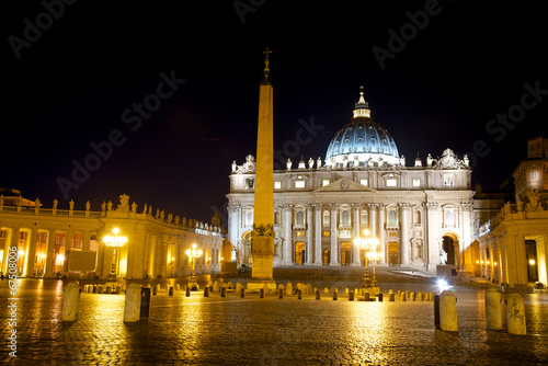 St. Peter's Basilica at night, Rome Italy