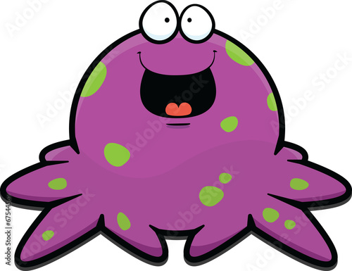 Cartoon Purple Octopus Happy