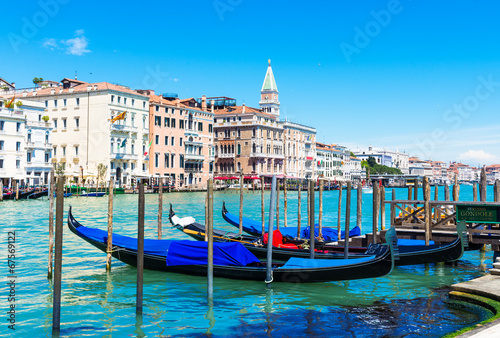 Grand Canal with gondolas in Venice. Italy