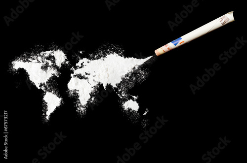 Powder drug like cocaine in the shape of the world.(series)