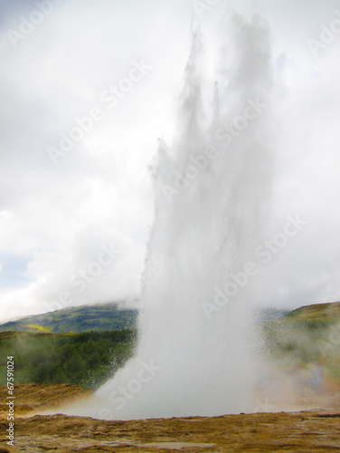 Eruption of Strokkur Geyser in Iceland