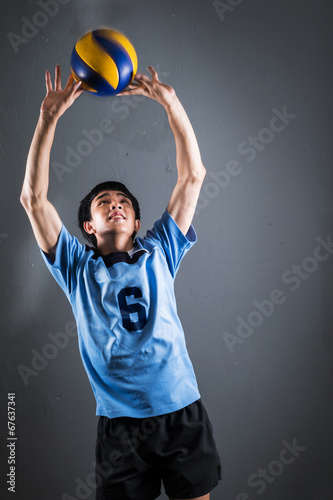 Asian volleyball athlete in action