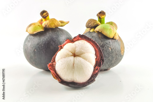 Stock Photo Mangosteens fruit on white background