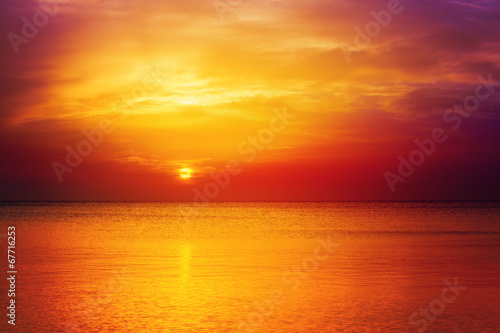 Beautiful orange sunrise over sea