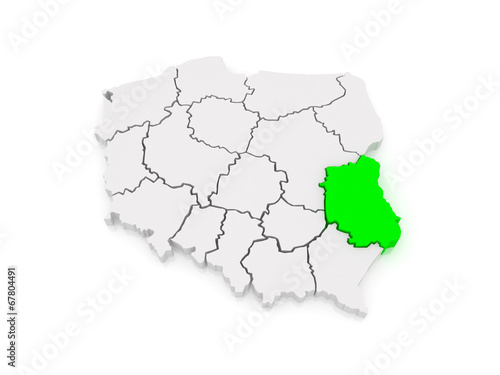 Map of Lublin Voivodeship. Poland.