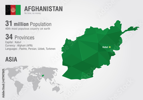 Afghanistan world map with a pixel diamond texture.