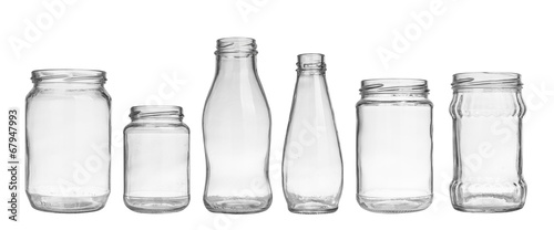 set of empty jar isolated on white background