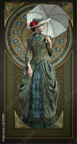 Green Belle Epoque Gown, 3d CG