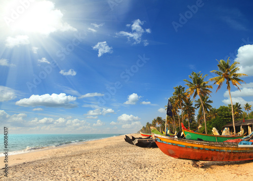 old fishing boats on beach in india