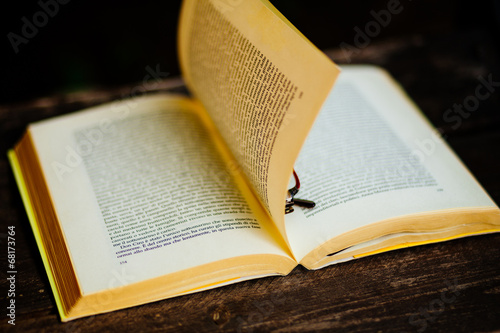 gust of wind turns the pages of the book