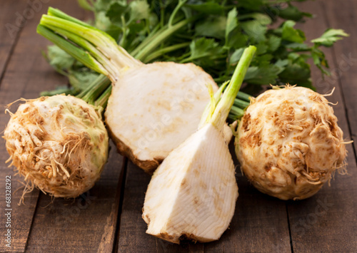 Fresh organic celery, one cut