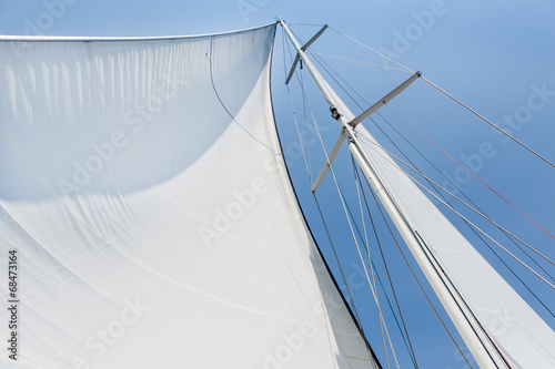 Big white sail hoisted