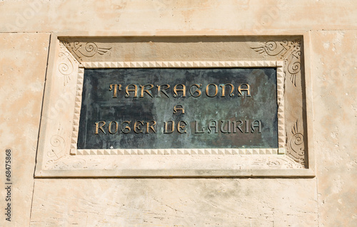 Roger De Lauria Statue Plaque Tarragona Spain