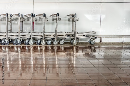 Baggage carts are provided in airports for transporting luggage