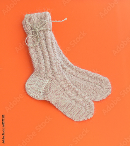 Two knitted socks