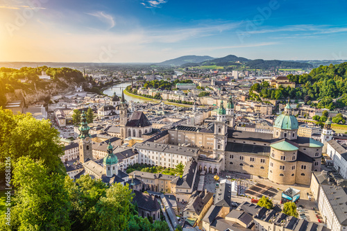 Historic city of Salzburg at sunset, Austria