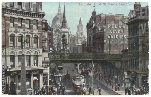 London, Ludgate Hill + St. Paul´s 1910 (hist. Postkarte)