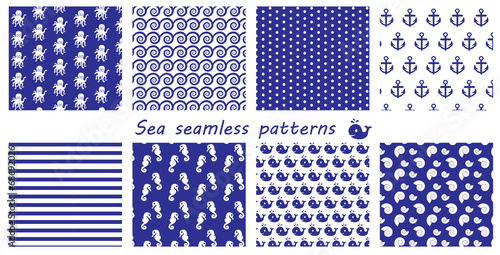 8 sea different seamless patterns