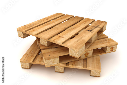 Stack of wooden pallets.