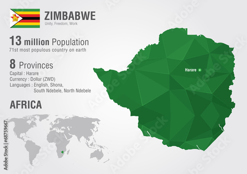 Zimbabwe world map with a pixel diamond texture.