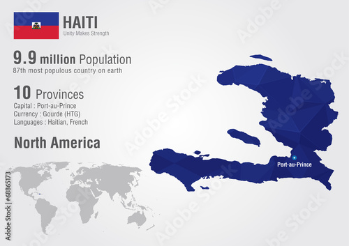 Haiti world map with a pixel diamond texture.