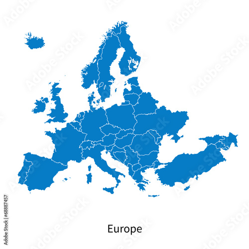 Detailed vector map of Europe Political map with borders