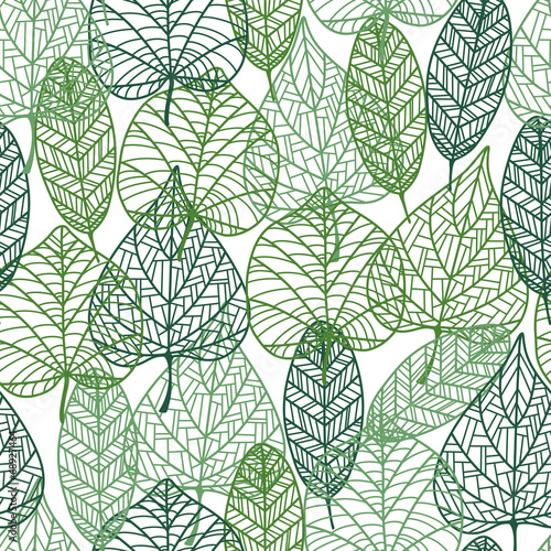 Green leaves seamless pattern