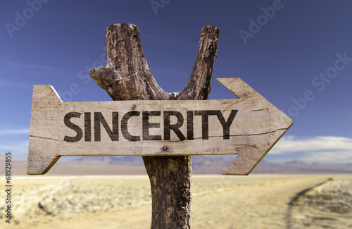 Sincerity wooden sign with a desert background