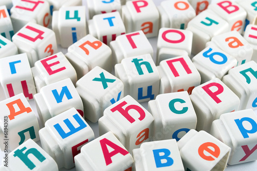 Cyrillic letters on cubes