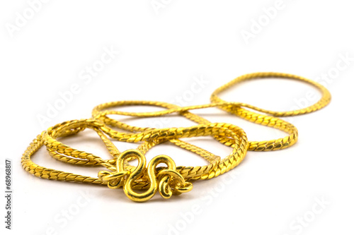 Gold Chain Jewelry. Isolated on White Backgorund.