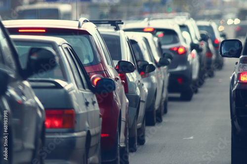 traffic jams in the city, road, rush hour