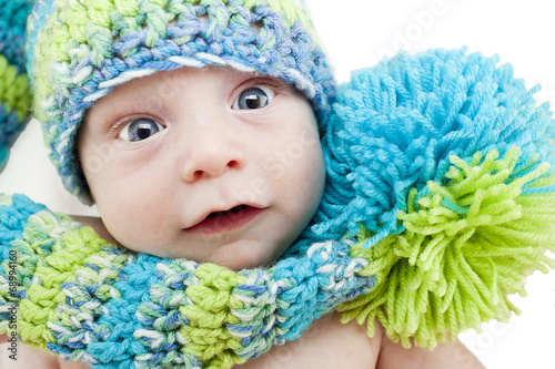 Baby portrait in woolen cap