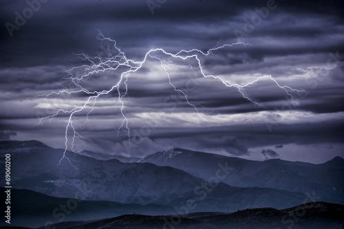 The Mountains Under Lightning