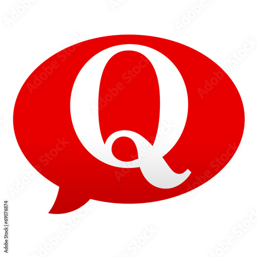Etiqueta tipo app roja comentario simbolo Q