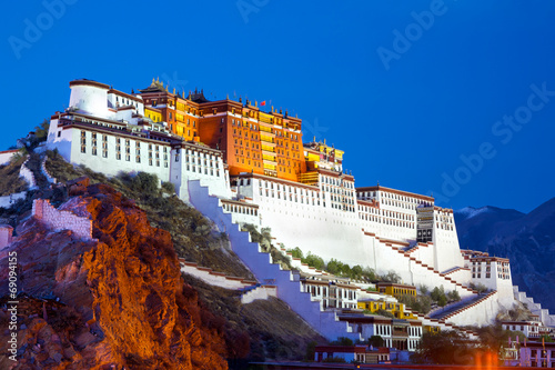 Potala palace at dusk in Lhasa, Tibet